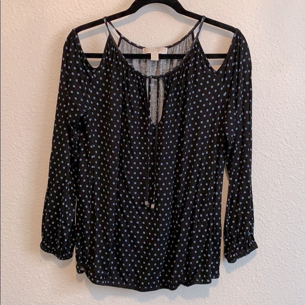 Michael Kors navy peasant blouse L